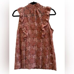 Whimsygoth Velvet Floral Lace Ruffle Mock Neck Blouse Sheer Romantic Top